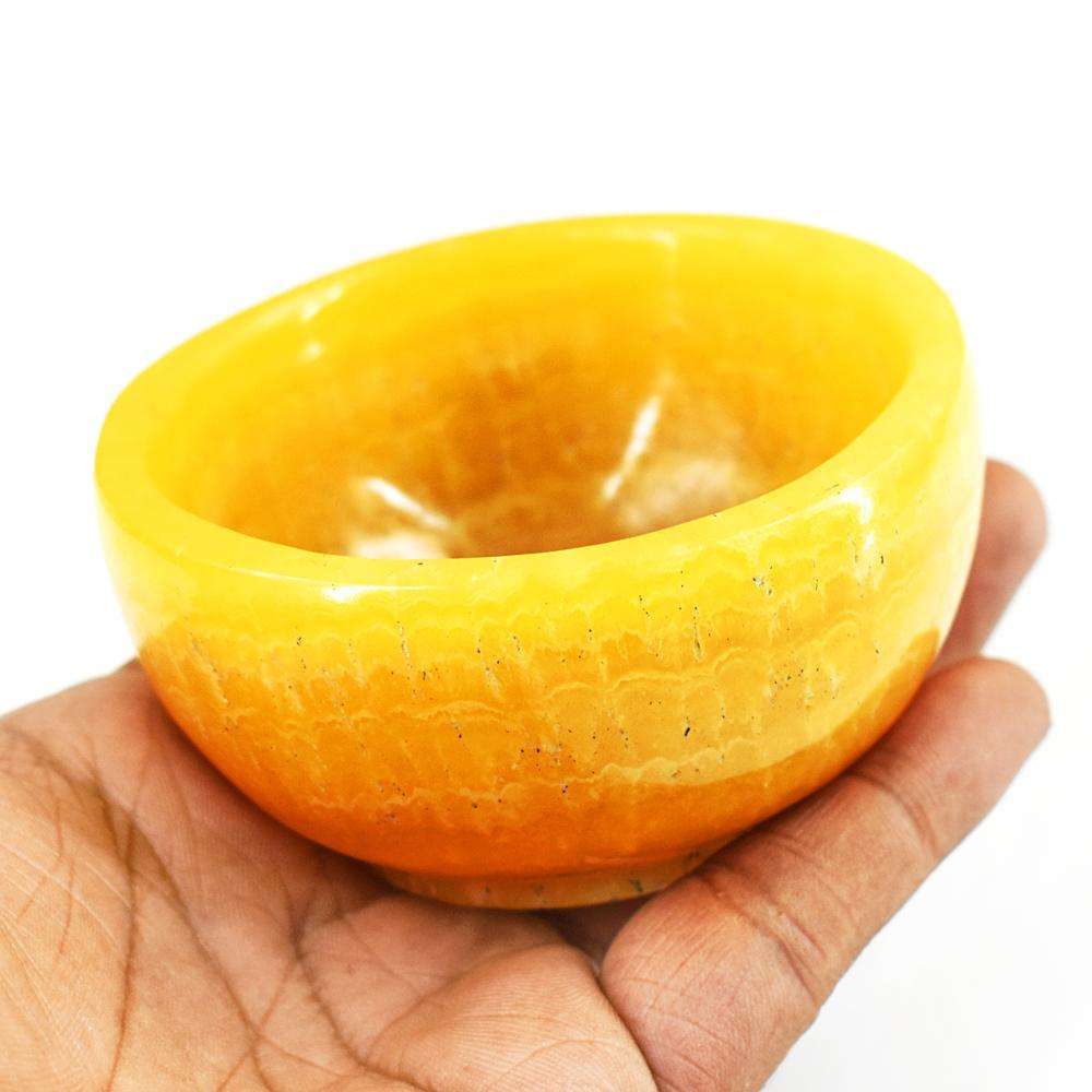 gemsmore:Beautiful Yellow Rhodocrosite Hand Carved Bowl