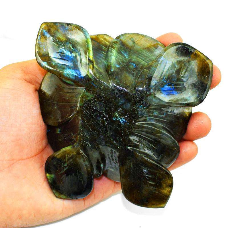 gemsmore:Beautifully Carved Amazing Flash Labradorite Rose