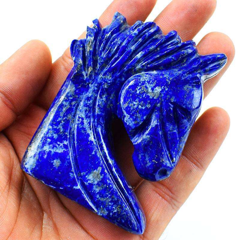gemsmore:Beautifully Carved Blue Lapis Lazuli Horse Head