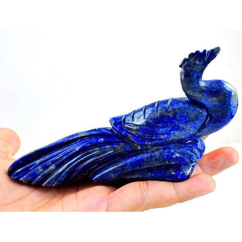 gemsmore:Beautifully Carved Blue Lapis Lazuli Peacock