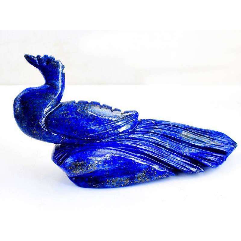 gemsmore:Beautifully Carved Blue Lapis Lazuli Peacock
