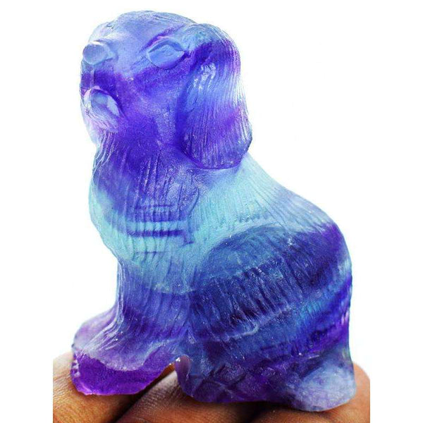 gemsmore:Beautifully Carved Multicolor Fluorite Dog