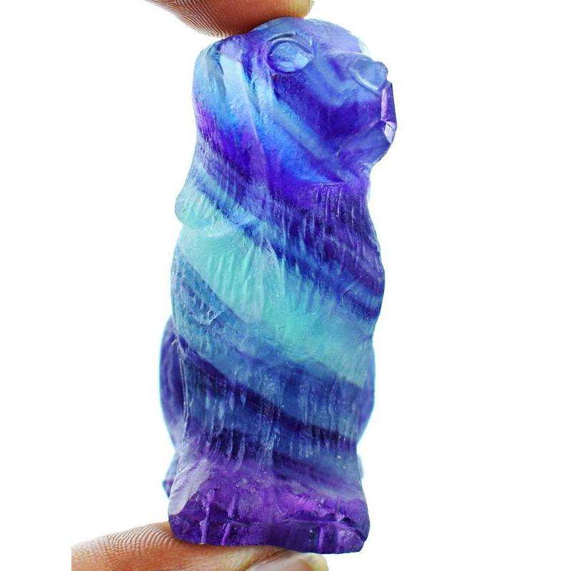 gemsmore:Beautifully Carved Multicolor Fluorite Dog