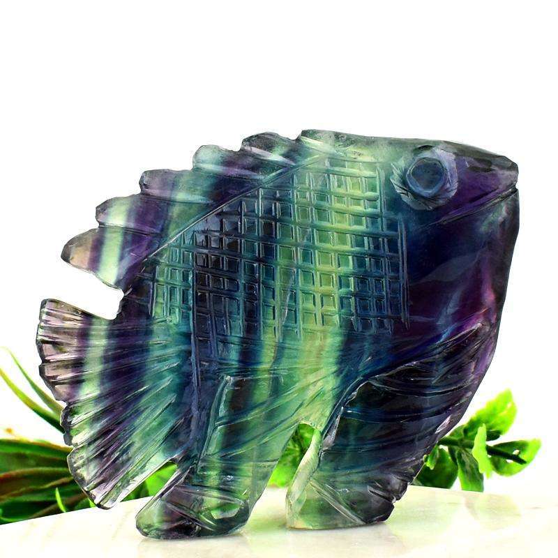 gemsmore:Beautifully Carved Multicolor Fluorite Fish