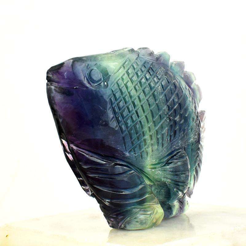 gemsmore:Beautifully Carved Multicolor Fluorite Fish