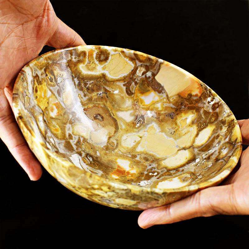 gemsmore:Beautifully Craftsmen Carved Cobra Jasper Genuine Bowl