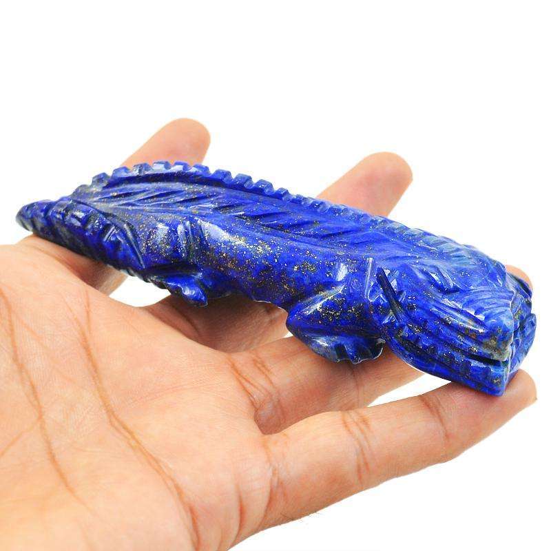 gemsmore:Beautifully Hand Carved Blue Lapis Lazuli Crocodile