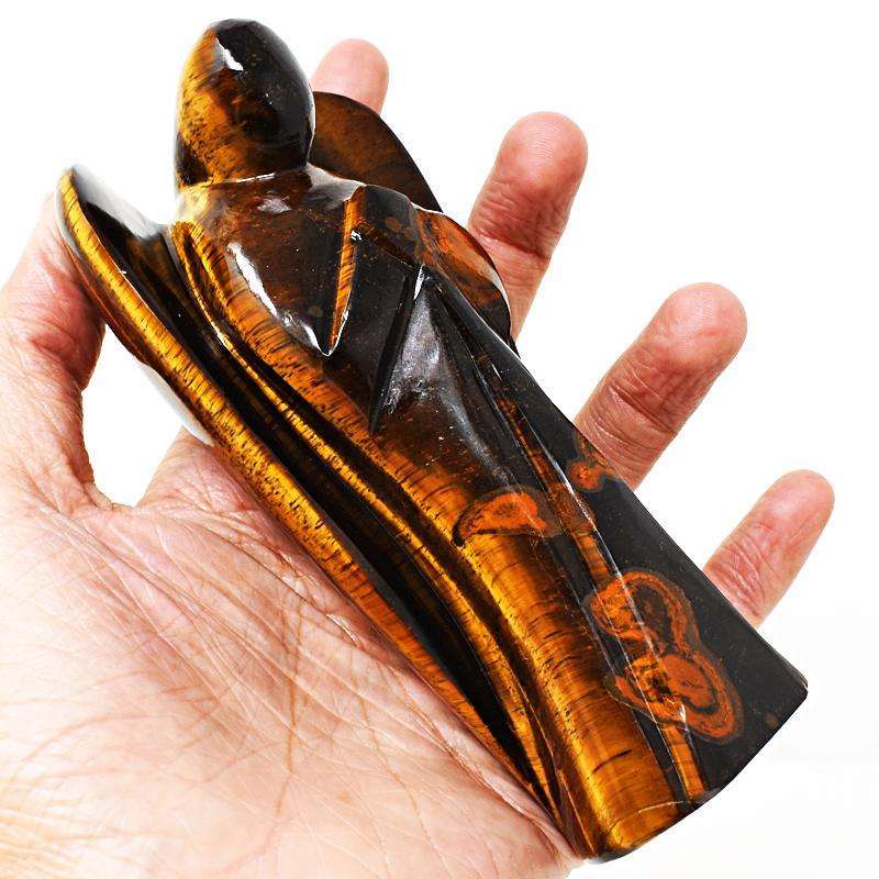 gemsmore:Beautifully Hand Carved Golden Tiger Eye Healing Angel