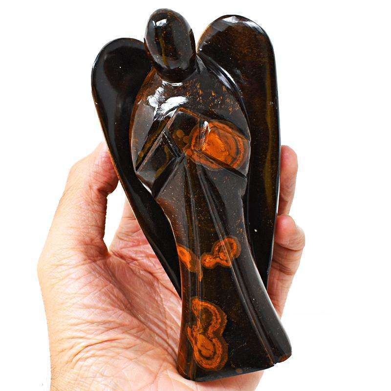 gemsmore:Beautifully Hand Carved Golden Tiger Eye Healing Angel