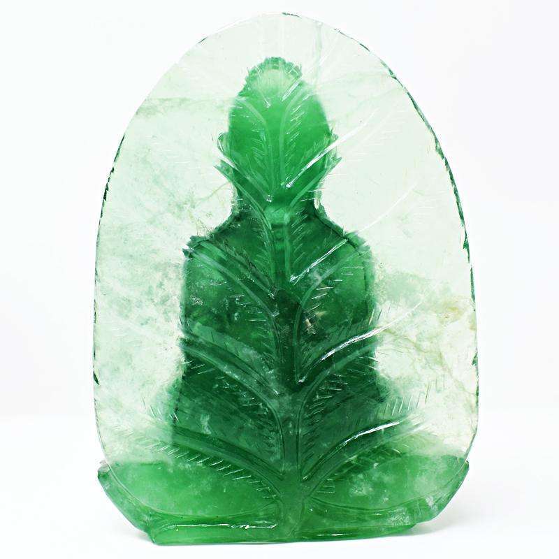 gemsmore:Beautifully Hand Carved Green Fluorite Lord Buddha