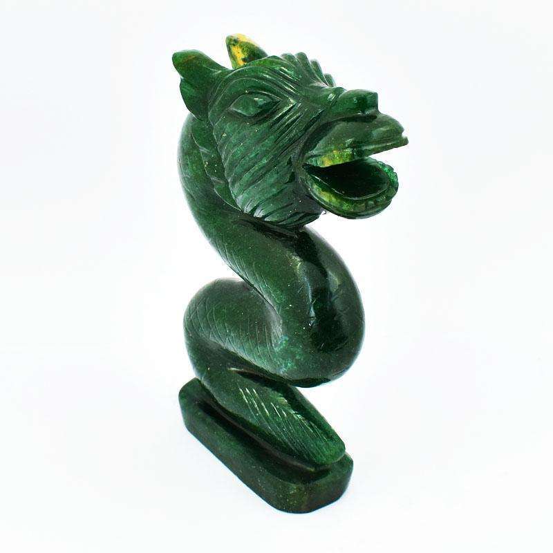 gemsmore:Beautifully Hand Carved Green Jade Dragon