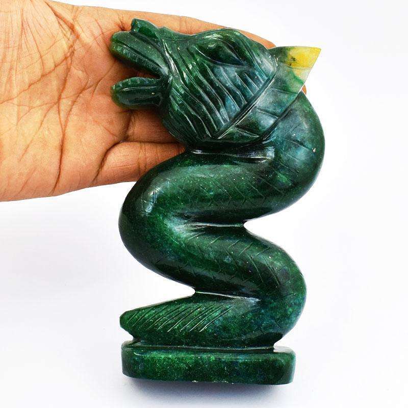 gemsmore:Beautifully Hand Carved Green Jade Dragon