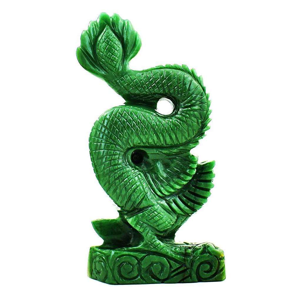 gemsmore:Beautifully Hand Carved Green Jade Dragon