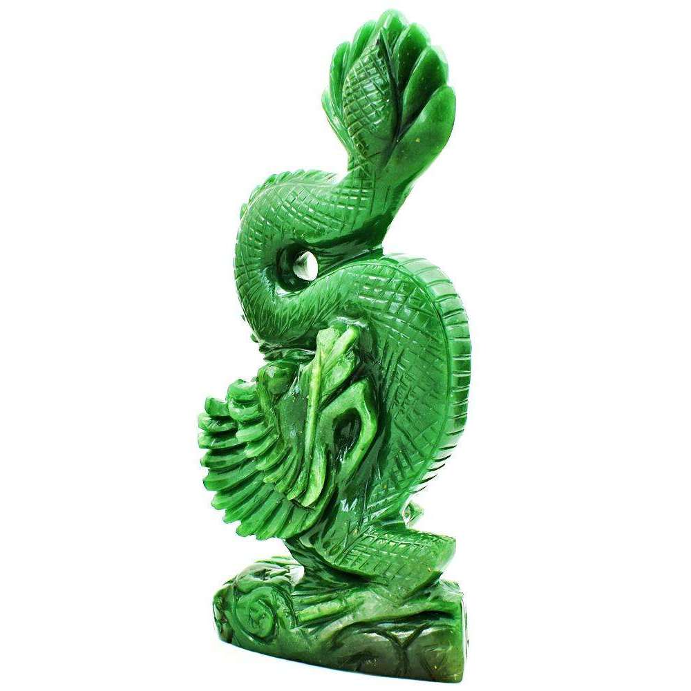 gemsmore:Beautifully Hand Carved Green Jade Dragon