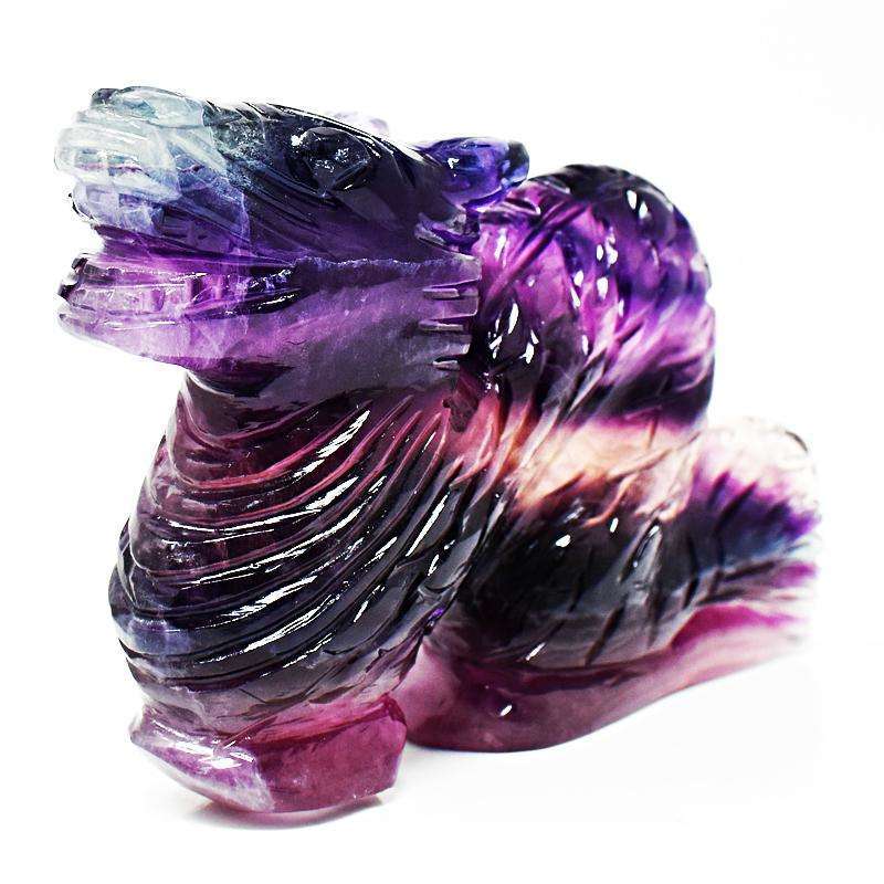 gemsmore:Beautifully Hand Carved Multicolor Fluorite Dragon