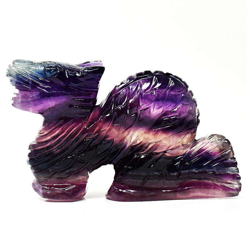 gemsmore:Beautifully Hand Carved Multicolor Fluorite Dragon