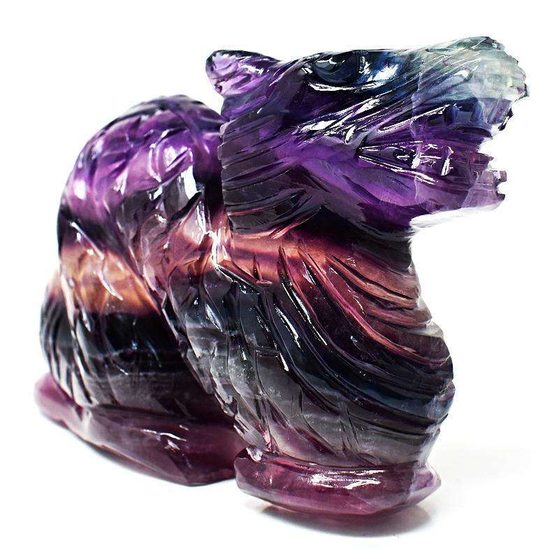 gemsmore:Beautifully Hand Carved Multicolor Fluorite Dragon