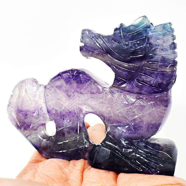 gemsmore:Beautifully Hand Carved Multicolor Fluorite Dragon Statue