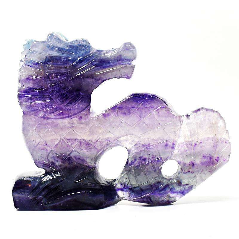 gemsmore:Beautifully Hand Carved Multicolor Fluorite Dragon Statue