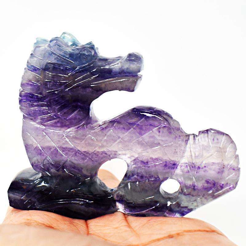 gemsmore:Beautifully Hand Carved Multicolor Fluorite Dragon Statue