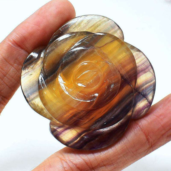 gemsmore:Beautifully Hand Carved Multicolor Fluorite Rose