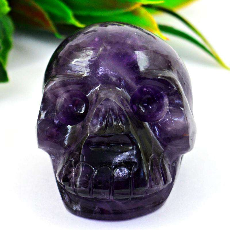 gemsmore:Beautifully Hand Carved Purple Amethyst Human Skull