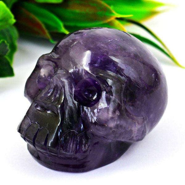 gemsmore:Beautifully Hand Carved Purple Amethyst Human Skull