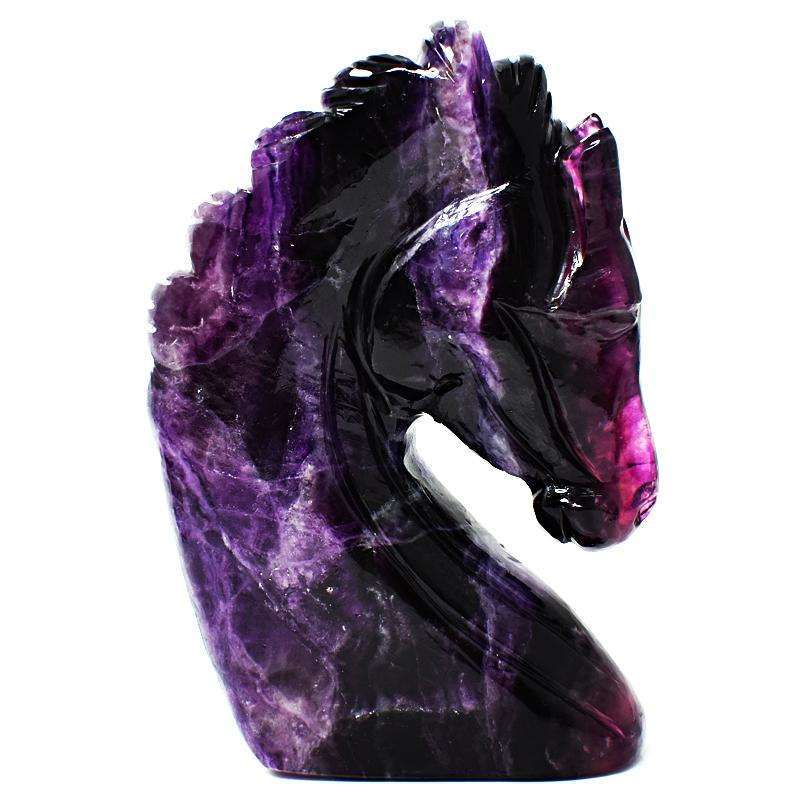 gemsmore:Beautifully Hand Carved Purple Fluorite Horse Head