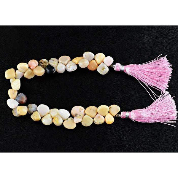 gemsmore:Best Offer Pink Australian Opal Beads Strand Natural Pear Shape Drilled