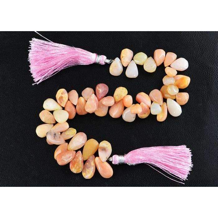 gemsmore:Best Quality Pink Australian Opal Drilled Beads Strand Natural Pear Shape