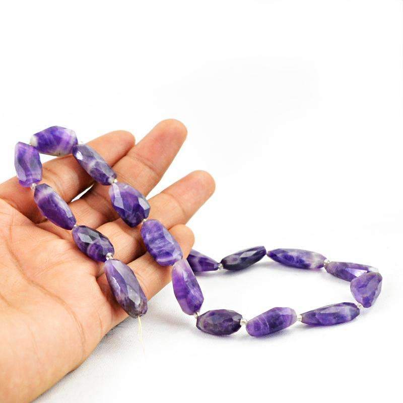 gemsmore:Bi-Color Amethyst Beads Strand Natural Faceted Drilled