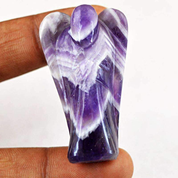 gemsmore:Bi-Color Amethyst Carved Healing Angel Gemstone Natural Unheated