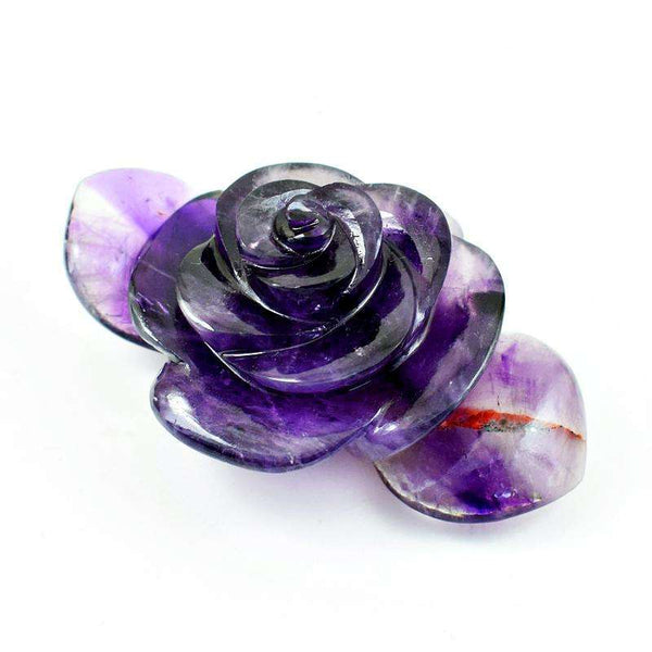 gemsmore:Bi-Color Amethyst Carved Rose Flower