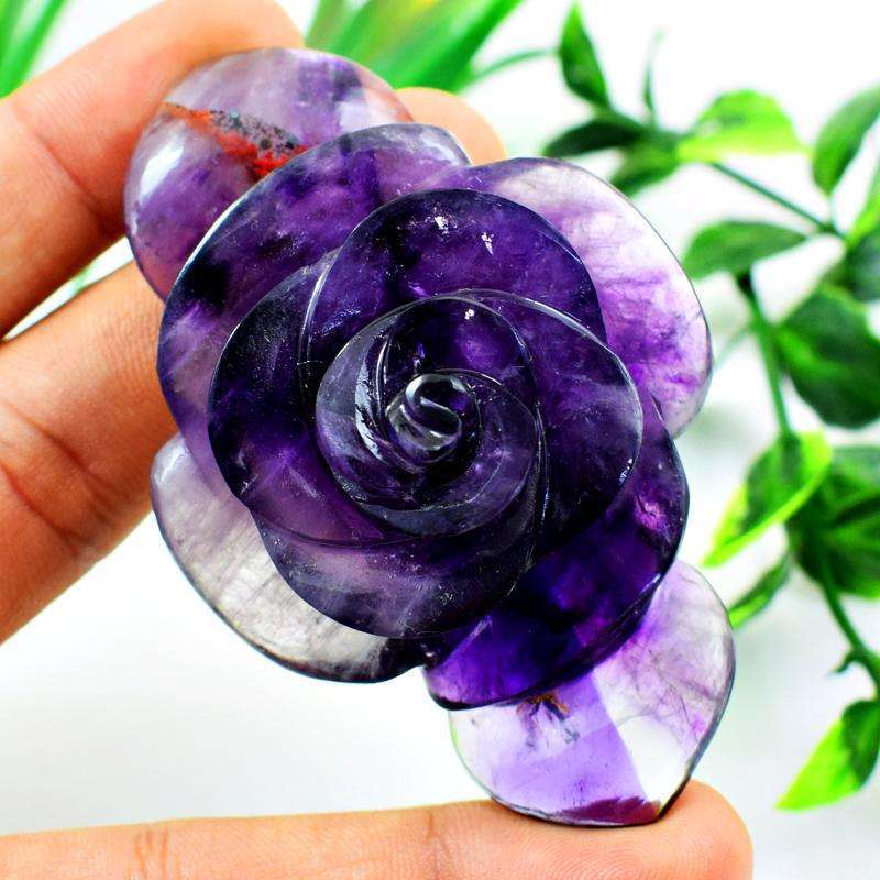 gemsmore:Bi-Color Amethyst Carved Rose Flower