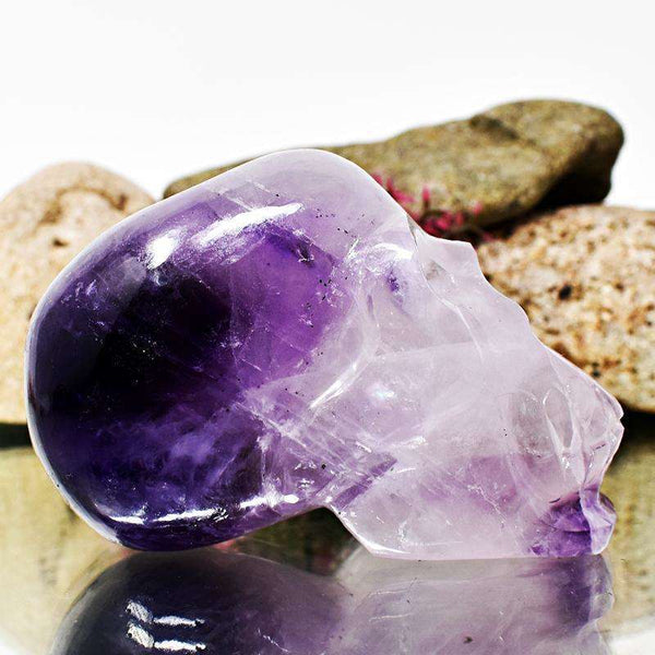 gemsmore:Bi-Color Amethyst Hand Carved Human Skull
