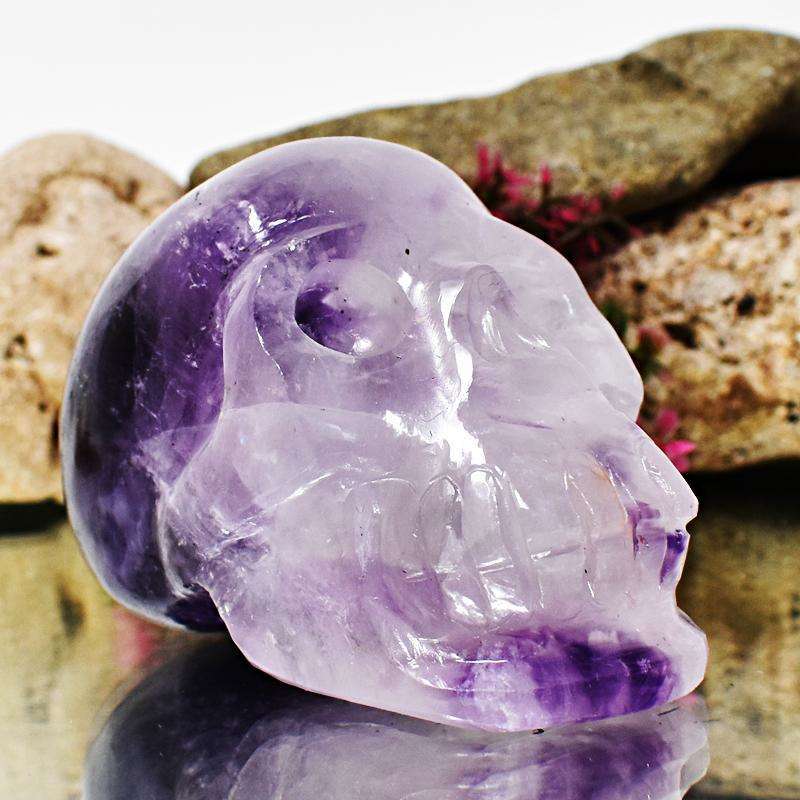 gemsmore:Bi-Color Amethyst Hand Carved Human Skull