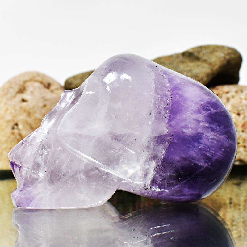 gemsmore:Bi-Color Amethyst Hand Carved Human Skull