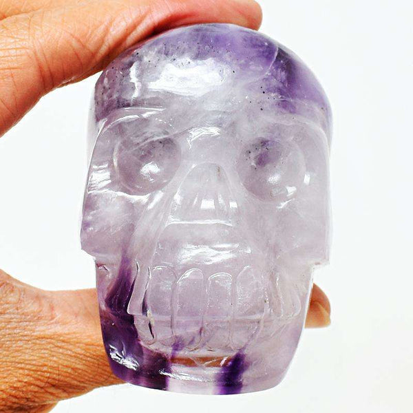 gemsmore:Bi-Color Amethyst Hand Carved Human Skull