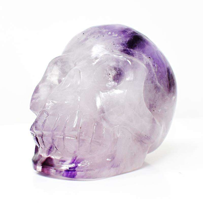 gemsmore:Bi-Color Amethyst Hand Carved Human Skull