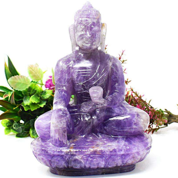 gemsmore:Bi-Color Amethyst Hand Carved Lord Buddha - Massive sir0