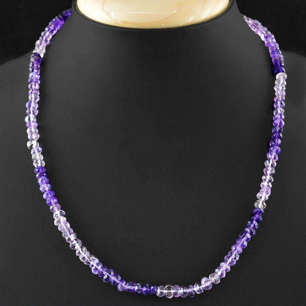 gemsmore:Bi-Color Amethyst Necklace Natural Faceted Round Shape Beads