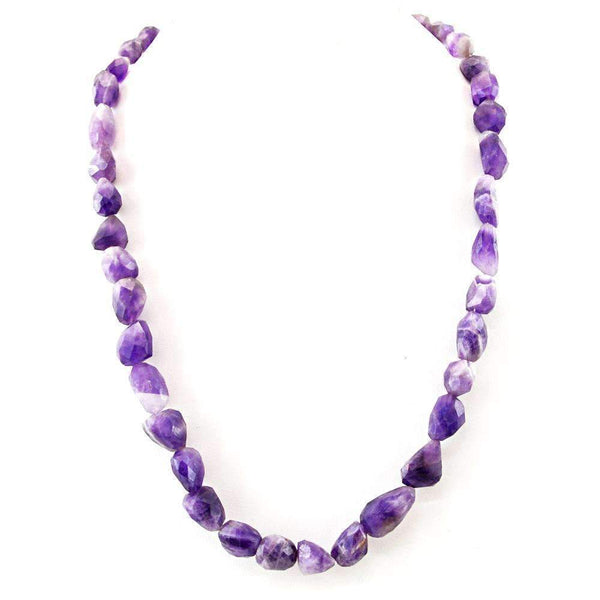 gemsmore:Bi-Color Amethyst Necklace Natural Single Strand Faceted Beads