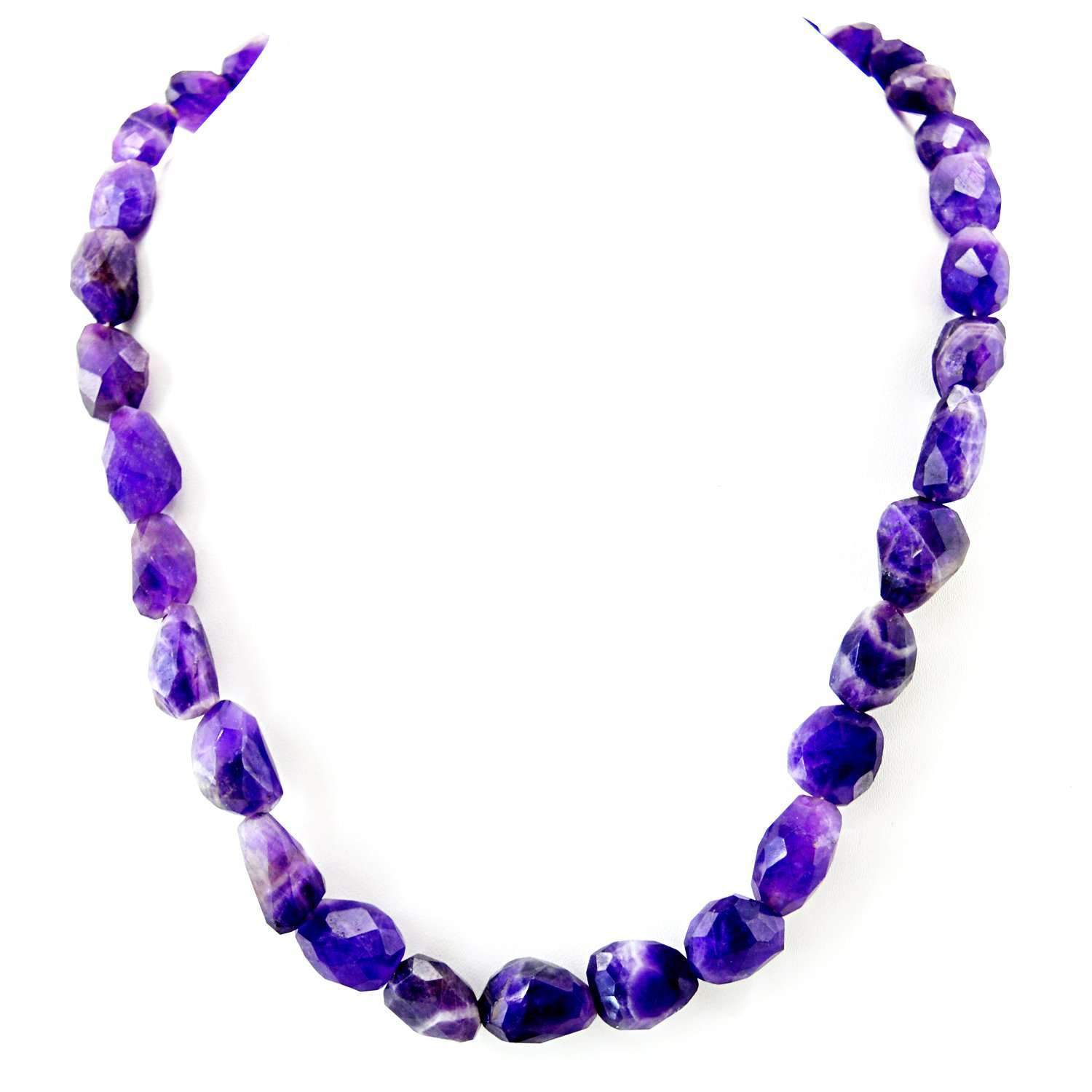 gemsmore:Bi-Color Amethyst Necklace Natural Untreated Faceted Beads