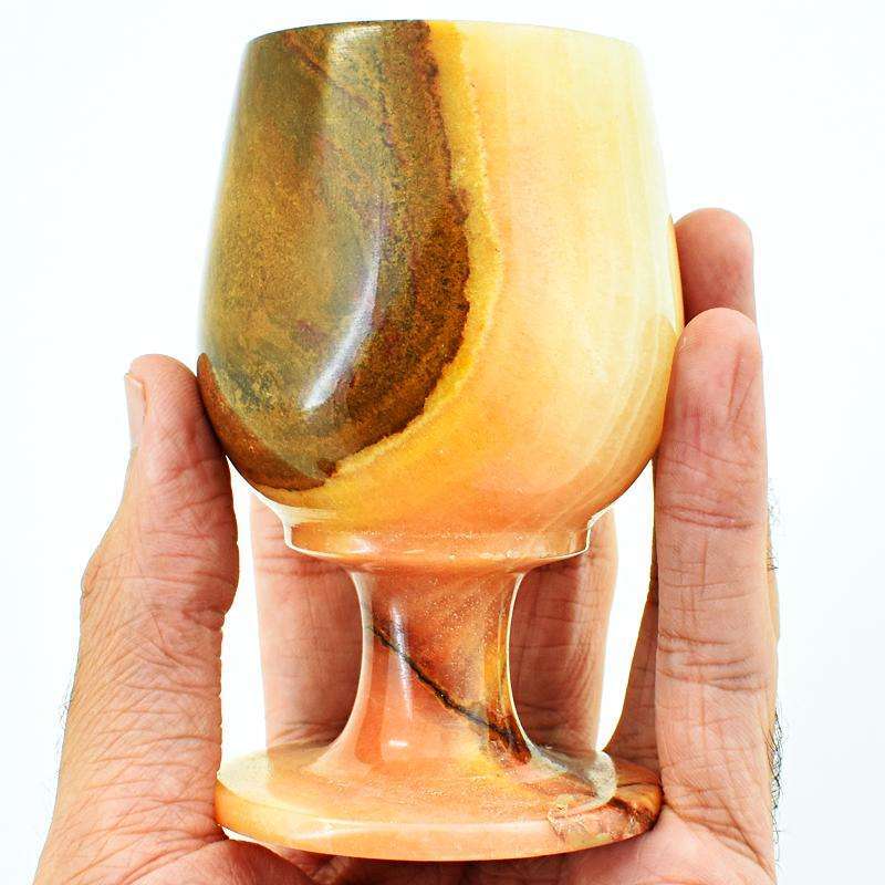 gemsmore:Big Size Amazing Hand Carved Agate Wine Glass