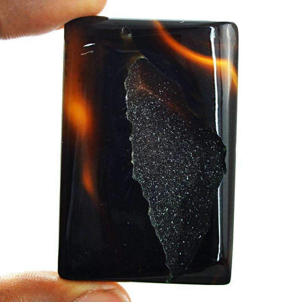 gemsmore:Black Druzy Onyx Gemstone Natural Rectangular Shape