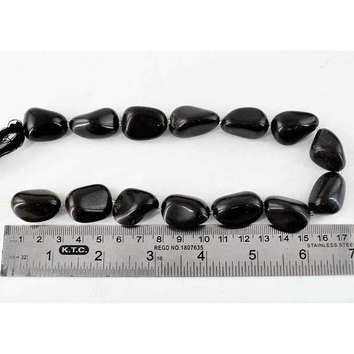 gemsmore:Black Obsidian Beads Strand Natural Drilled