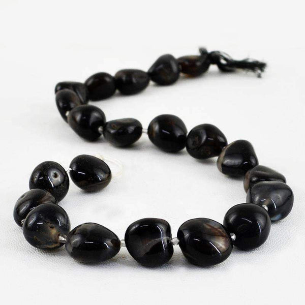 gemsmore:Black Onyx Beads Strand - Natural Drilled