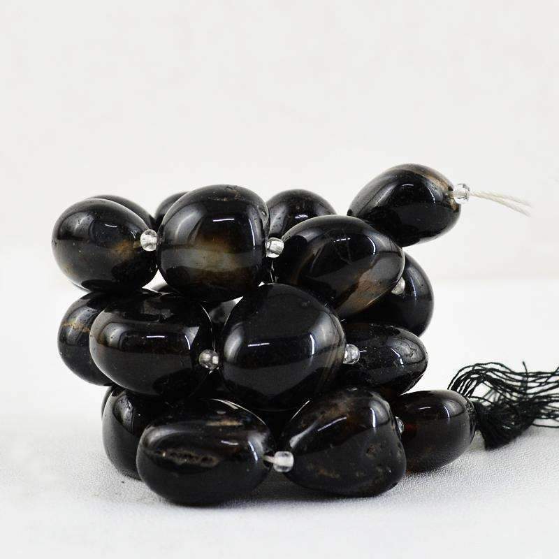 gemsmore:Black Onyx Beads Strand - Natural Drilled