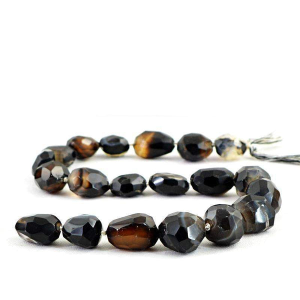 gemsmore:Black Onyx Beads Strand - Natural Faceted Drilled