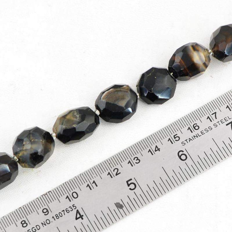 gemsmore:Black Onyx Beads Strand - Natural Faceted Drilled